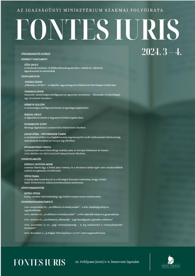 Fontes Iuris - Az Igazságügyi Minisztérium Szakmai Folyóirata