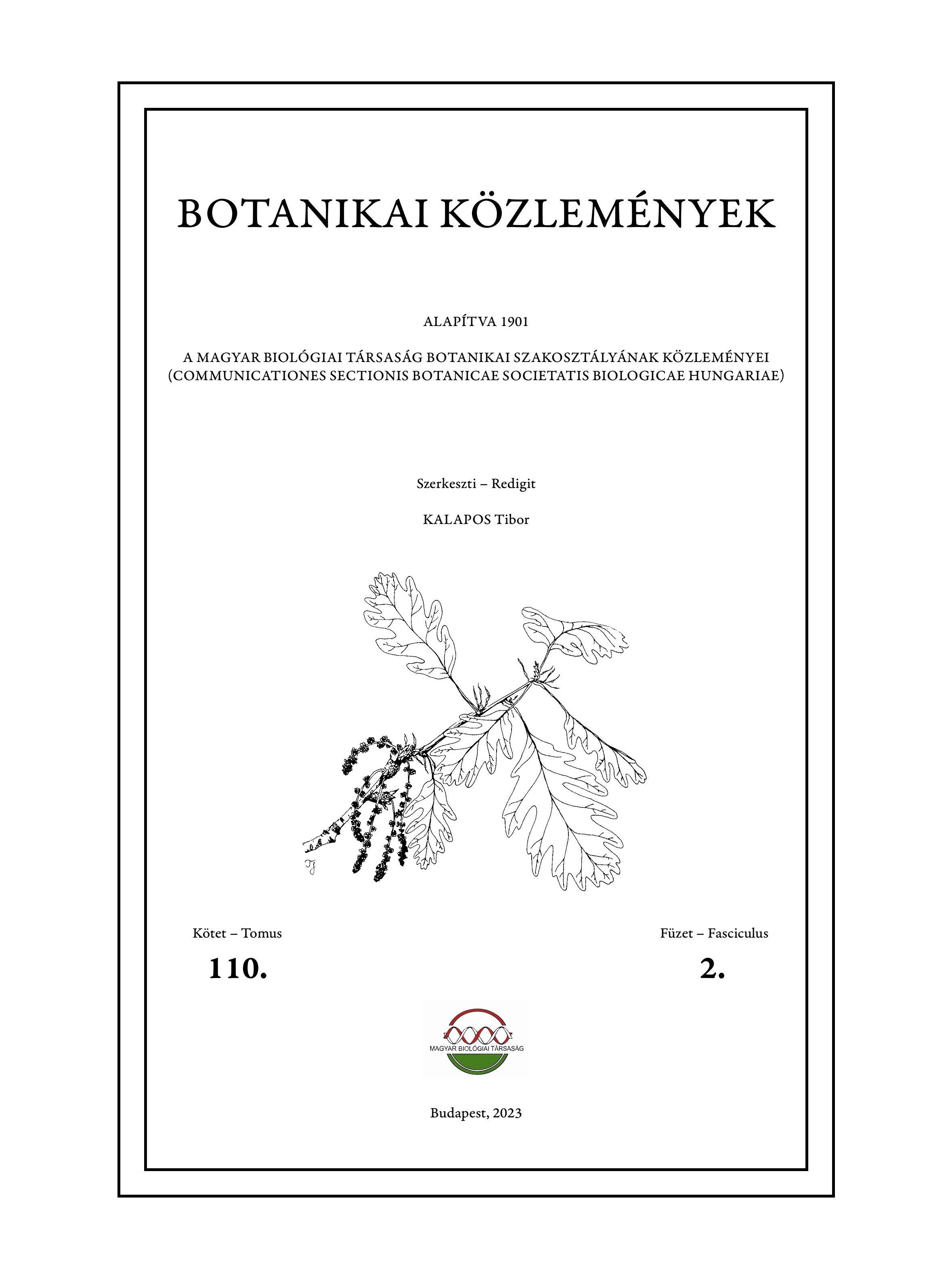 Botanikai Közlemények címlap