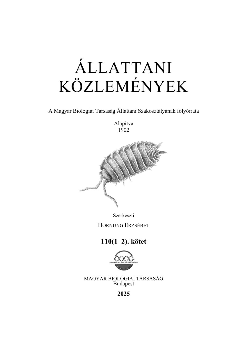 ÁLLATTANI KÖZLEMÉNYEK 110(1-2).